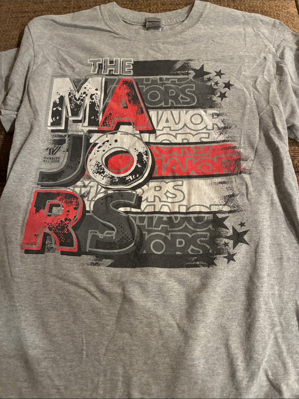 Graphic 'Majors ' Grey Tee with Red & Black Accents